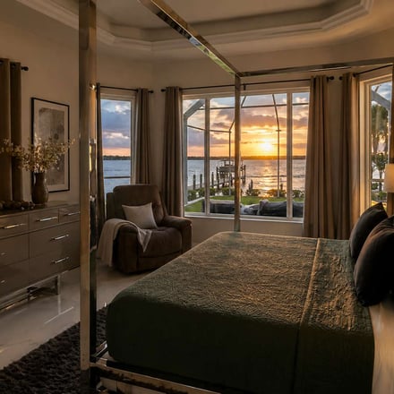 Stylish living room with ocean view
